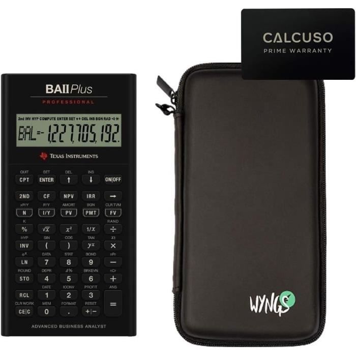 Housse Protection Calculatrice TI-BA II Plus - Coque Rigide Turquoise - Fermeture Éclair 3 Côtés