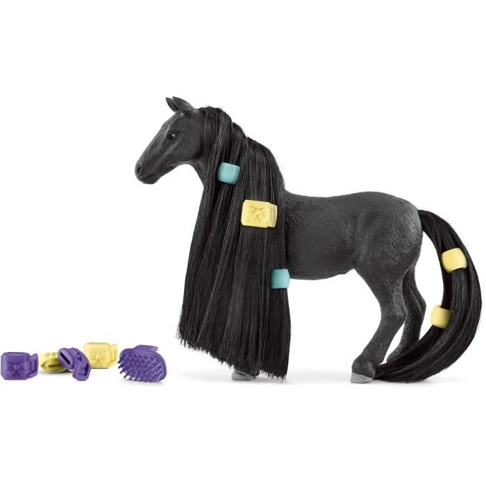 figurine jument criollo definitivo à coiffer - ensemble de 14 pièces avec figurine cheval à la crinière coiffable et plein