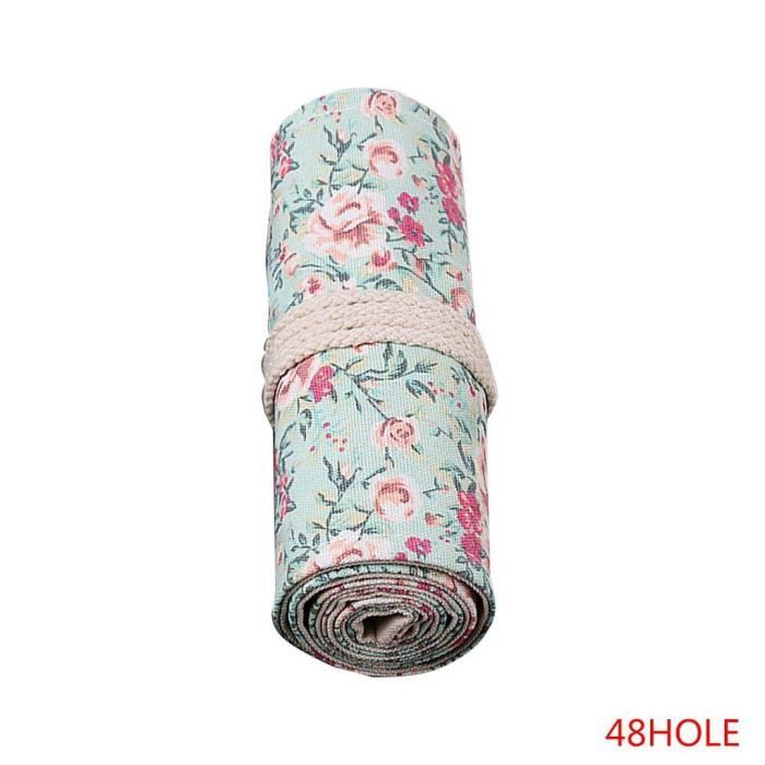M1230 Fleurs Motif Deroule Toile Peinture Sac Pinceau Caisse Wrap