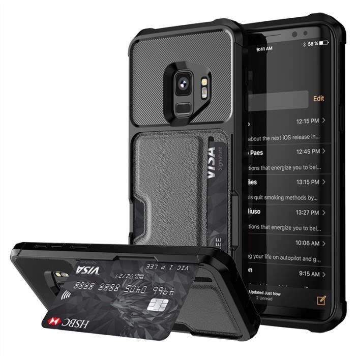 SevenPanda Coque Samsung S9 Noir Magnetic Box Cadre Métal Verre Trempé Coque Magnétique Full Body Coque Slim Magnétique pour Samsung Galaxy S9 2018 Transparent étui Galaxy S9 2018 
