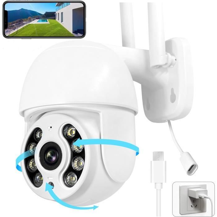 Ctronics Caméra Surveillance WiFi Extérieure PTZ Caméra IP Vision Nocturne  Couleur 30M (2 Pack)