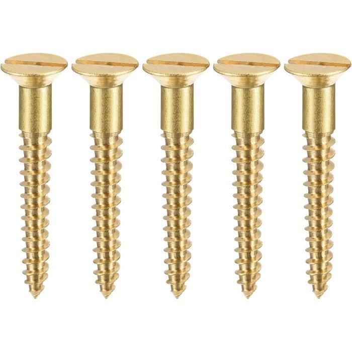 Bois Vis M4 x 30mm Fendu Plat Tête Laiton Autotaraudant Vis 50[S397