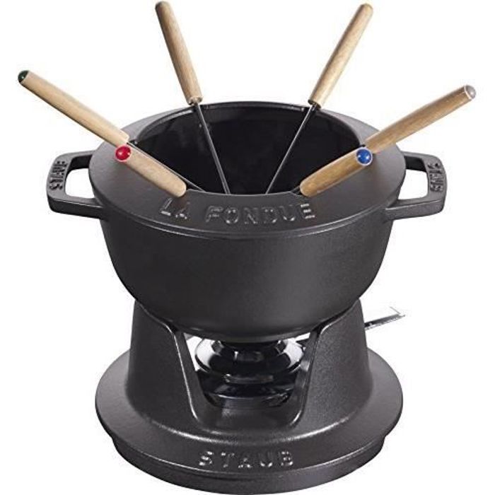 Staub 40511-971-0 Service à fondue en fonte, Noir Mat, 18 cm