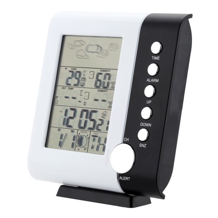 Station météo intérieur avec capteur extérieur, Thermomètre, hygromètre, Prévisions météo animées, Horloge radio-pilotée DCF alarme | Leroy Merlin