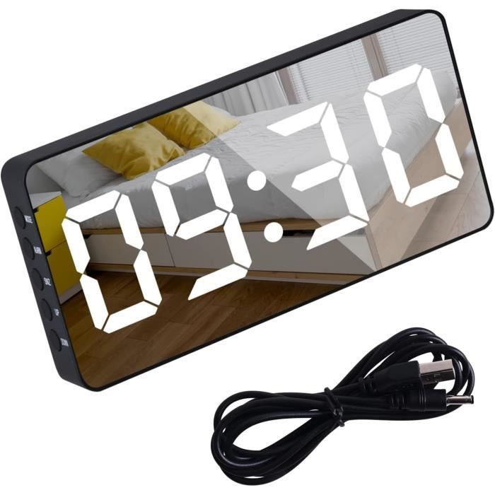 Réveil Numérique Noir WIYETY - Horloge Avec Température Et Humidité, Magnétique Et Polyvalent