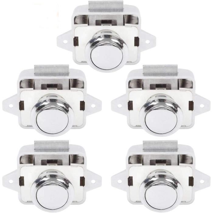 Serrure à Bouton Poussoir - Lot De 2 - Pour Porte 15-18mm - Camping-Car, Placard