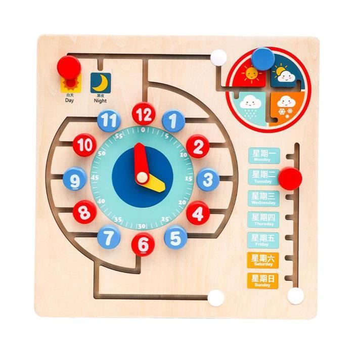 Accessoire Montessori En Bois - Engrenages Et Sablier Bleu Pour Tableau Occupé, Motricité Fine Dès 3 Ans - 6