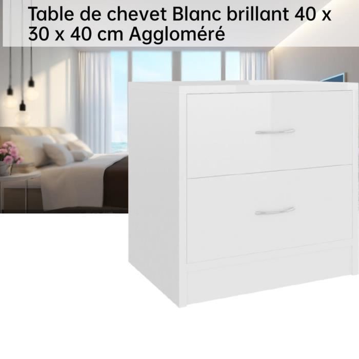 GES Table de chevet Blanc brillant 40 x 30 x 40 cm L'assemblage est ...