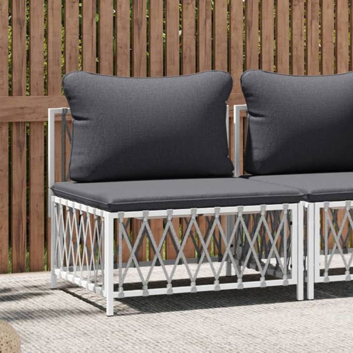 vidaXL Canapé central de jardin bois tissu tissé - vue 2