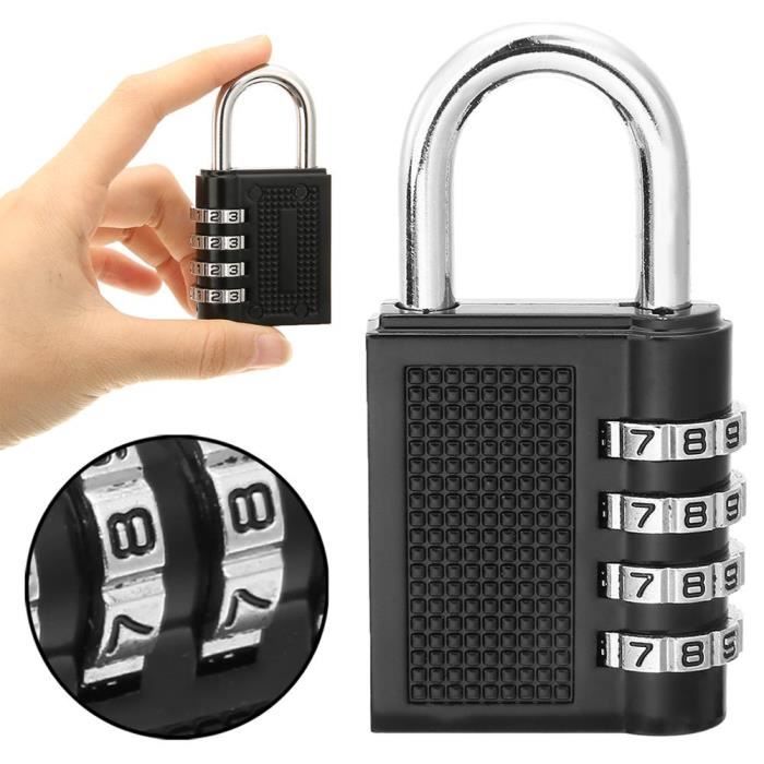 Cadenas à Code 4 Chiffres Qrity - Acier Zinc Noir | Sécurité Bagages, Casiers, Vélos