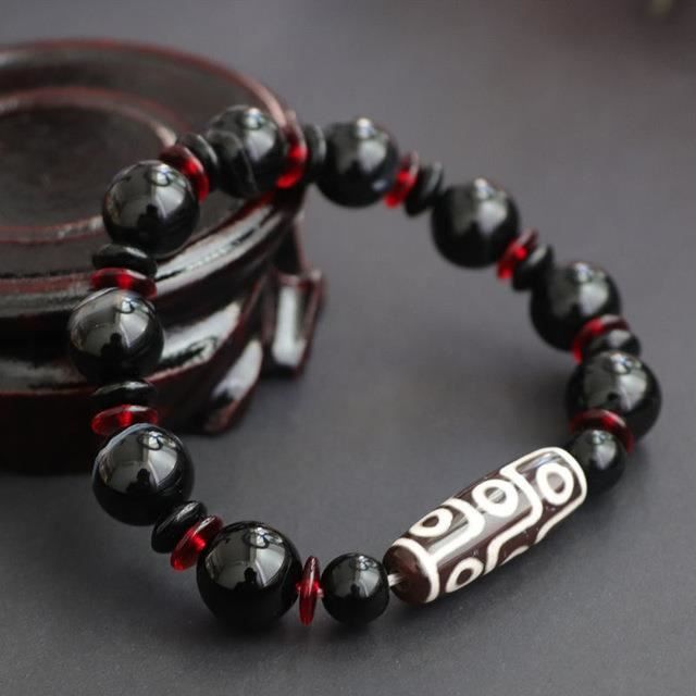 Bracelet homme perle onyx noir mat Et turquoise