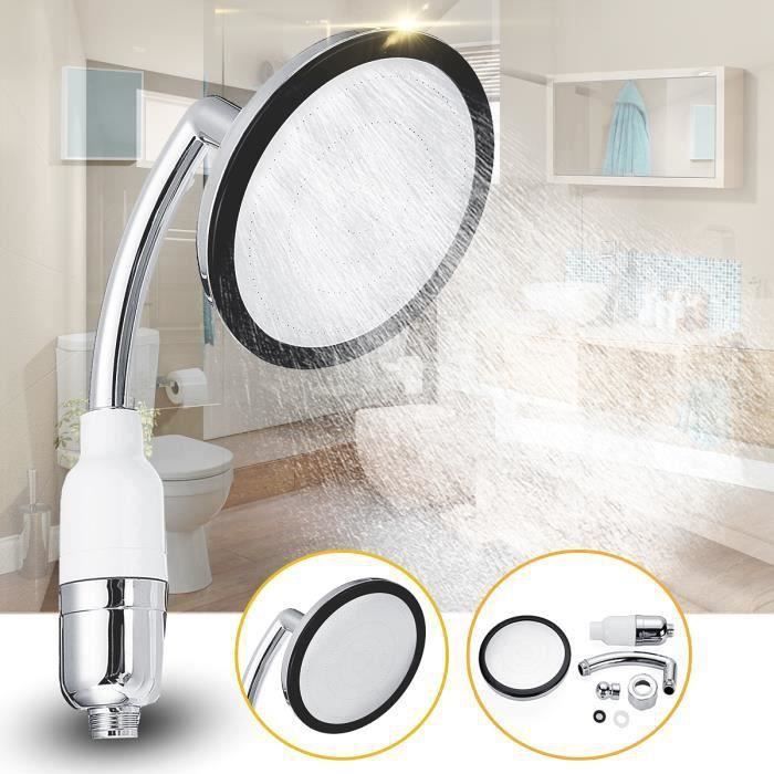 Pommeau de Douche Kit, Pommeau de Douche, Flexible en Acier Inoxydable de 1, 5 m, Support Réglable, Surpresseur Eau Sous Pression à 300 Trous, Support à 37 Degrés - Pour Baignoire et Douche
