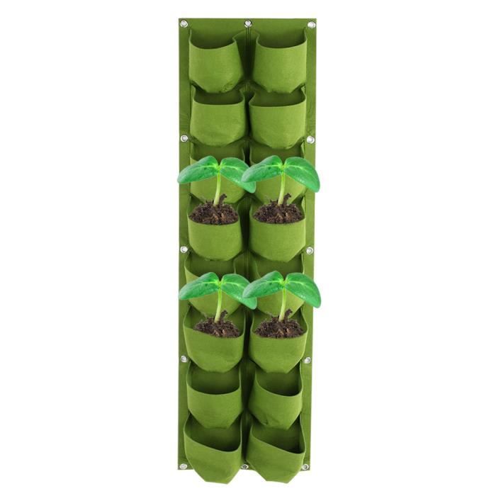 Ymiko Planteur Vertical Suspendu 12 Poches - Sac De Jardin En Feutre Pour Intérieur Et Extérieur, Noir
