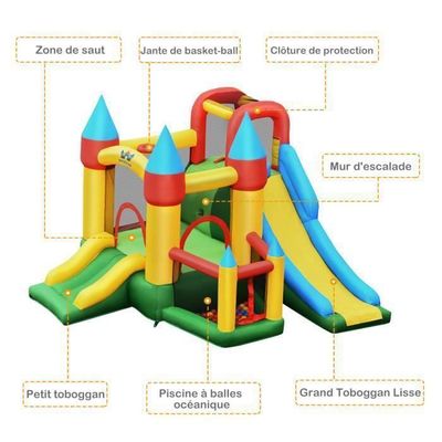 Château gonflable pour enfants avec parc aquatique, Multicolore | France