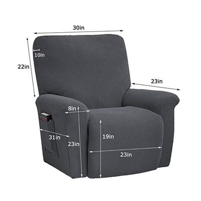 Housse De Fauteuil Relax Extensible 4 Pièces - Lavable, Antidérapante - Anthracite, 2 Places - Protection Canapé Massage