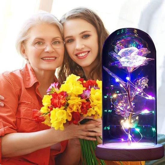 Rose Éternelle Sous Cloche Avec Ange - Cadeau Romantique Pour Femme, Maman, Anniversaire, Fête Des Mères