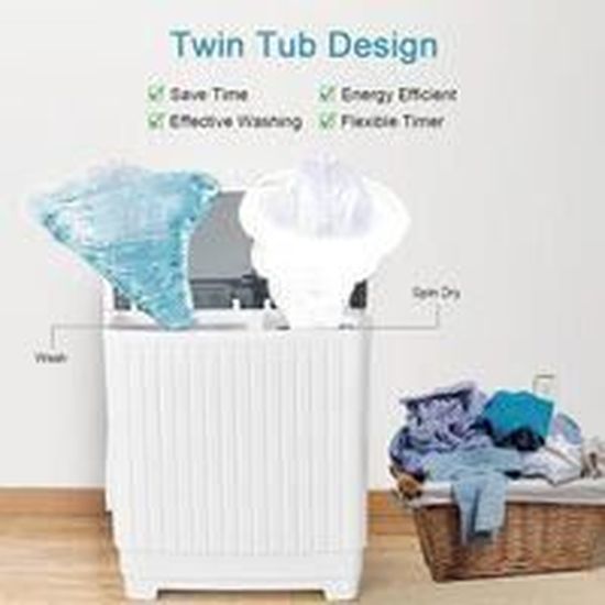 Mini Lave-Linge 3,5KG GOPLUS - 240W, Pompe De Drainage, Idéal Appartement