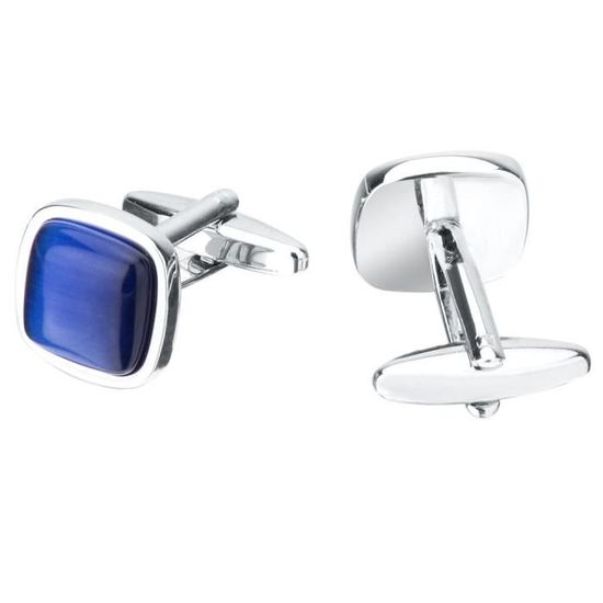 Whoiy Bouton De Manchette Bleu, Boutons De Manchette Pour Homme Acier Inoxydable Carré Cadeau D'anniversaire Boutons De Manchette De Chemise 1.8x1.8cm