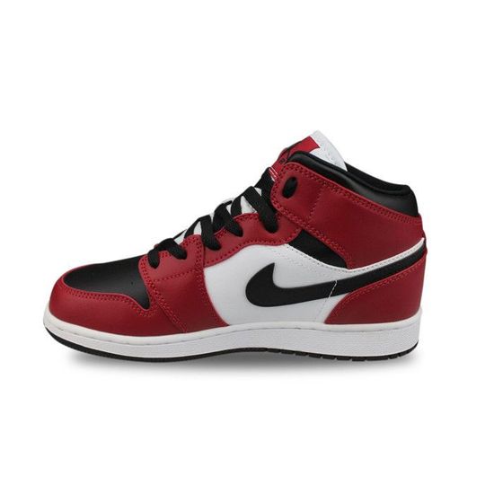 Basket Air Jordan 1 Mid Chicago Black Toe Gs 554725 069 Enfant Garcon Noir Cdiscount Sport