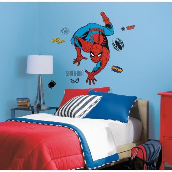 Grand Sticker Mural Spiderman 70x50 Cm - Déco Chambre Enfant - Vinyle Multicolore - Neuf