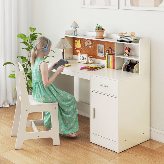Ensemble Table et Chaise Bébé - DREAMADE - Plateaux Réversible - Tableau Magnétique Enfant -Réglable en Hauteur - 1-12Ans Gris - Puériculture & Eveil bébé
