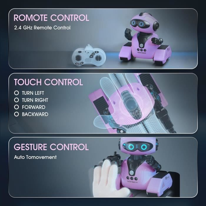 Blanc - Robot télécommandé pour garçons ET filles, jouets, Rechargeable, avec musique, danse, yeux LED, cadea - Jeux - Jouets