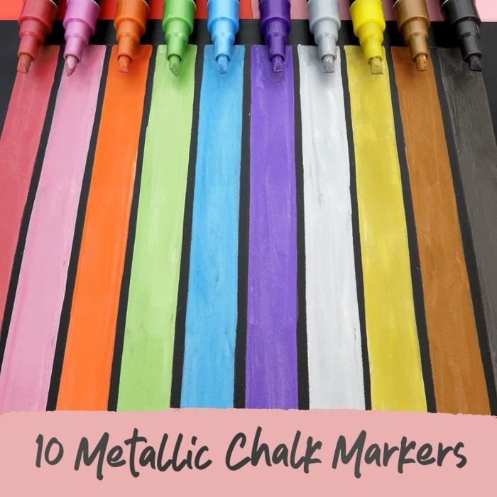 Marqueurs Craie Métallique Stylo Craie Effaçable pour Tableau Noir