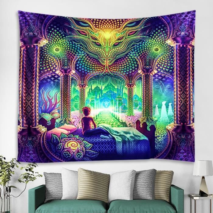Décoration murale,Tenture murale de méditation, tapisserie du monde  magique, tissu mural psychédélique - Type Violet Gris-230x150cm - Cdiscount  Maison