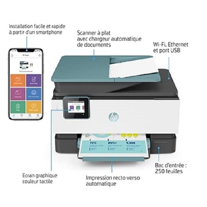 HP OfficeJet Pro 7720 Imprimante tout-en-un Jet d'encre couleur A3 Copie  Scan - Idéal pour les professionnels - Cdiscount Informatique