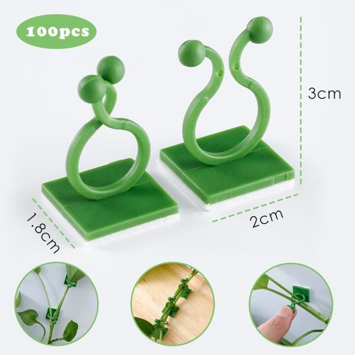 100 Clips De Jardin Pour Plantes Grimpantes Et Tomates - 2 Tailles (4.5x6cm Et 2.5x4cm) | Attaches Réutilisables Pour Tiges Et Support