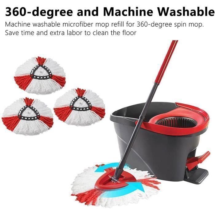 2 Têtes De Brosse Triangulaire Rotative Compatible Vileda Turbo - Rechange Serpillière Facile à Installer