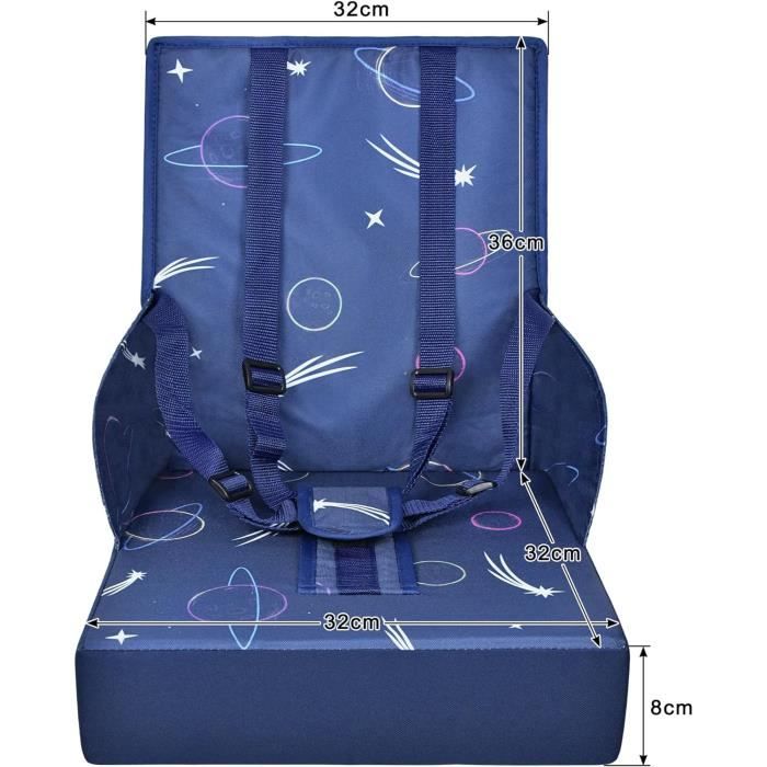 Rehausseur De Chaise Pour Enfant 8.5 Cm - Coussin Antidérapant Avec Sangle De Sécurité - Gris, Cuir Synthétique, éponge 45D - Portable Pour Maison Et Restaurant - 7