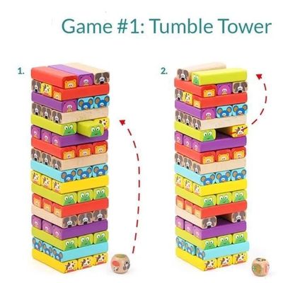 COOJOMMY Empilables Tour en Bois Jouet Enfant 3 Ans | Anniversaire Cadeau Enfants 3 4 5 6 Ans+ | Jeux de Société Adulte Famille | Jeux Educatif 3 à 9 Ans | Votre wishlist sur