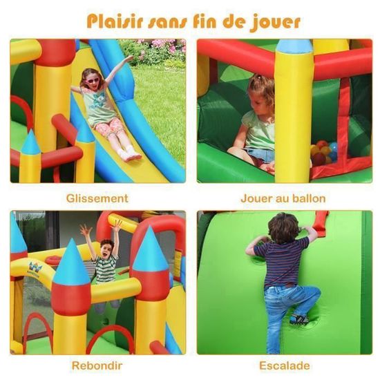Costway Maison Gonflable à Rebond pour Enfants, Glissoire, Château Sauteur avec Balles, Piscine et Sac Costway Maison Gonflable à Rebond pour Enfants, Glissoire, Château Sauteur avec Balles, Piscine et Sac