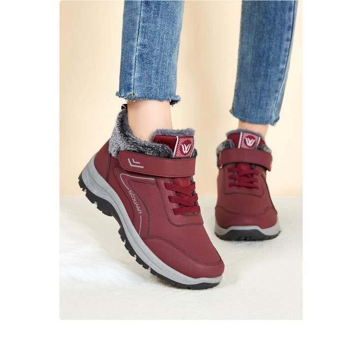 Bottines femme VITATA Modèle hiver Coton Rouge