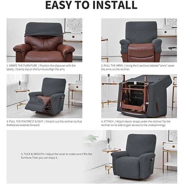 Elehealthy Lot De 4 Housses De Canapé Extensibles Et Inclinables Pour Canapé Inclinable 1 Place