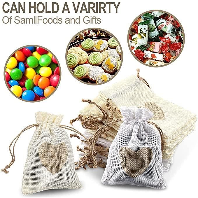 24 Sachets En Jute Avec Cordon - Idéaux Mariage, Baptême, Cadeaux Ou Bonbons