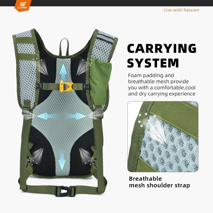 Sac à Dos Randonnée 15L SKYSPER - Léger, Respirant | Hydratation Compatible | Ceinture Réglable | Pour Trek, Vélo, Voyage