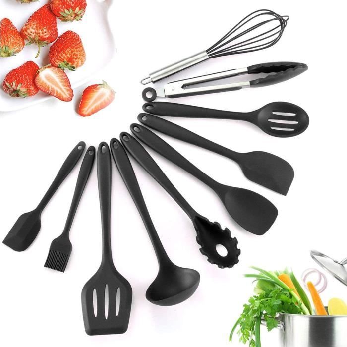 Lot De 8 Ustensiles De Cuisine Anti-adhésifs – Set De Cuillères, Spatules & Pince