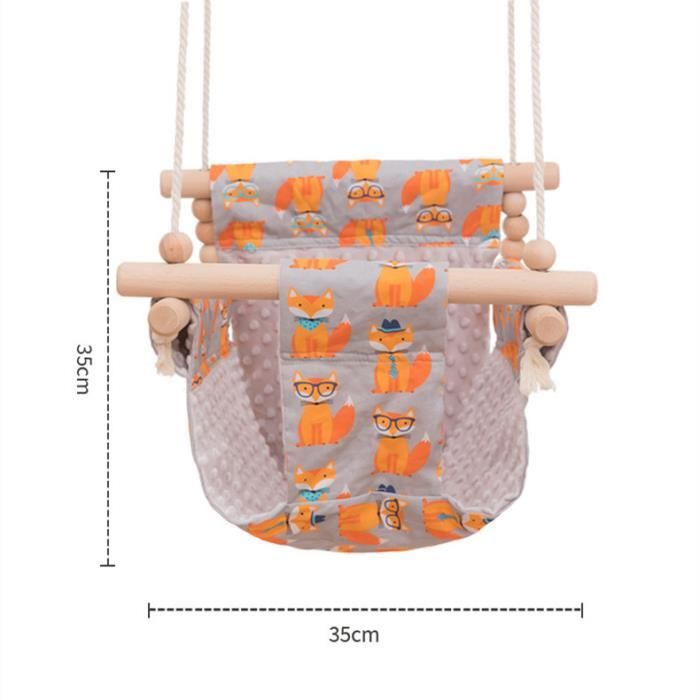 Balançoire Pour Bébé En Toile Grise Avec Ceinture 5 Points - Chaise Hamac Intérieur Extérieur Jusqu'à 50kg