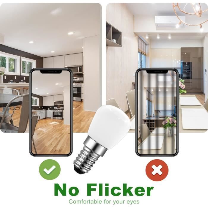Ampoules LED E14 1,5W Pour Réfrigérateur - Blanc Chaud 3000K, équivalent 15W, Lot De 2