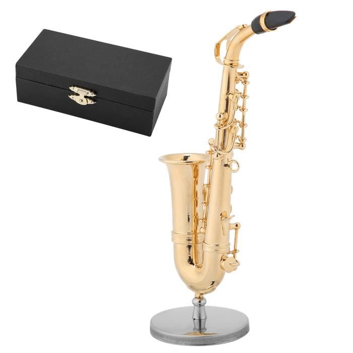 ABB Pwshymi - Mini réplique de Saxophone alto avec support et botier doré  instrument modèle décoration - Doré - Laiton - 8 x 4 x 13