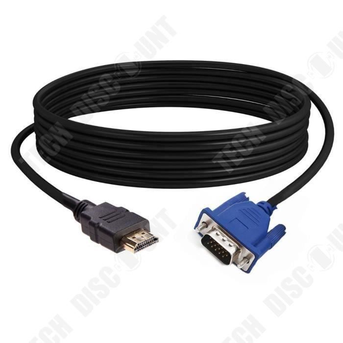 Câble HDMI Vers VGA 1,5 M - Conversion Vidéo Uniquement, Résolution 1080p, Pour PC, Ordinateur Portable