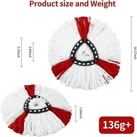 Lot De 3 Têtes De Balai Serpillière BONBELONG 2en1 Pour Vileda Turbo - Microfibre Absorbante Rouge