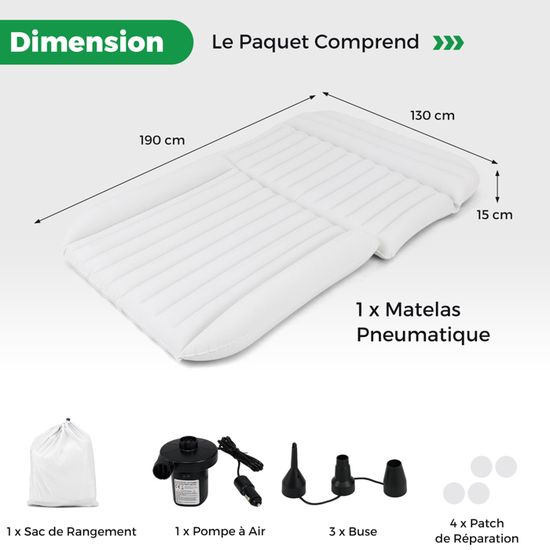 Costway Matelas De Camping Autogonflant 2 Personnes 187 X 131 X 4 Cm Avec Oreillers Et Sac Portable Surface Impermeable En Pvc Pour Camping Vert