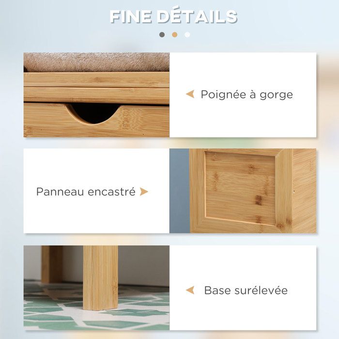 Relaxdays Armoire Haute Salle De Bain Bambou Blanc-Nature - 180x39x30 Cm, 2 Portes 1 Tiroir, Colonne De Rangement