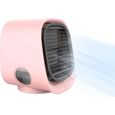 Refroidisseur d'air portable, mini humidificateur (3 vitesses), ventilateur de bureau USB, climatiseur de bureau à domicile (rose)