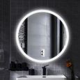 Miroir de salle de bain rond mural 60cm avec éclairage LED anti-buée - Larathy-0