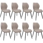 WAFTING Lot de 8 Chaises salle à manger,avec Coussin en éponge de lin, Pieds en métal et revêtement en à Motif Diamant,Marron.