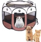 MTEVOTX Tente pour animaux de compagnie, enclos à huit côtés, cage pliable pour chat, lit pour chat toutes saisons (72cm X 45cm,Marron)